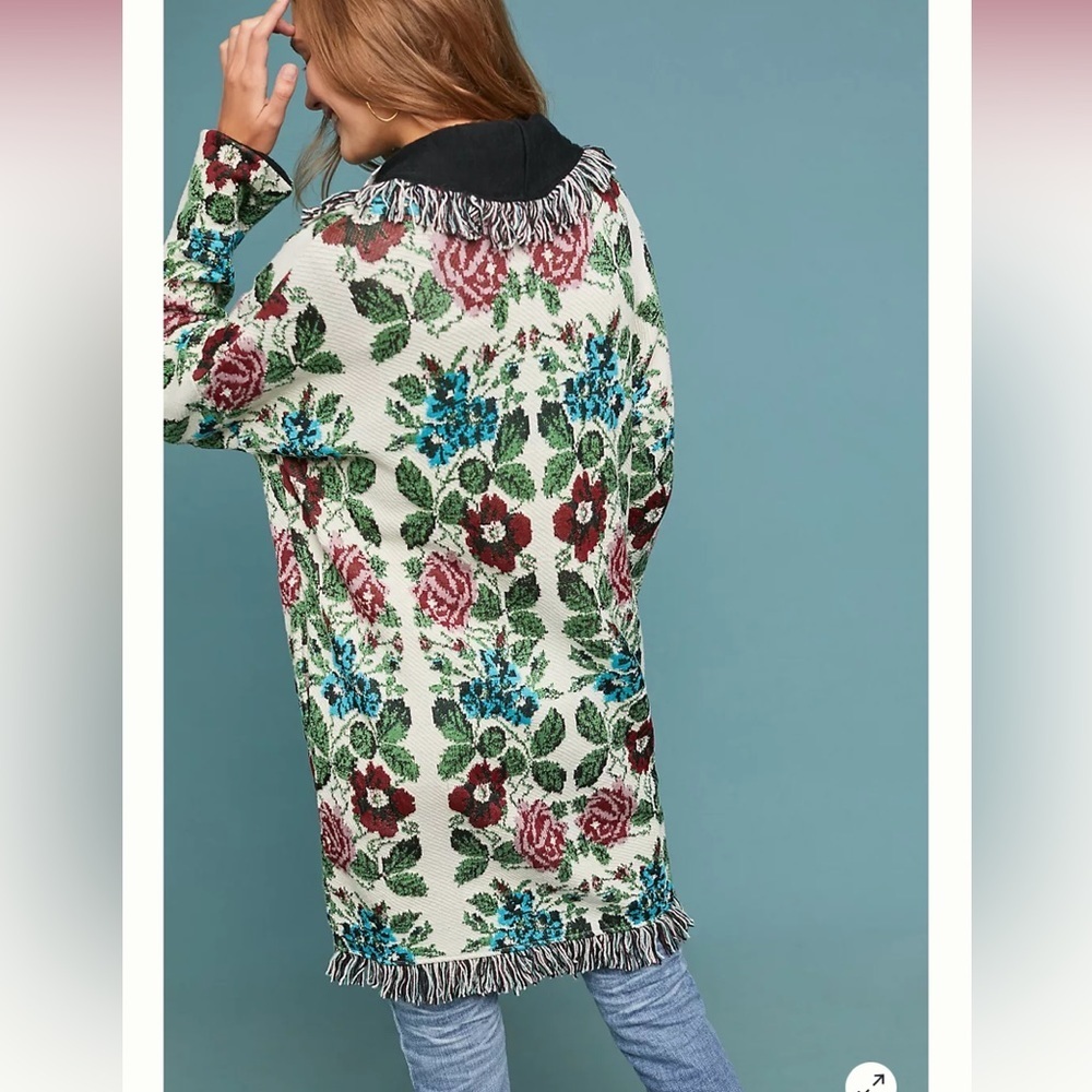 🎉RARE🎉 ANTHROPOLOGIE NWOT Aldomartins Floral Intarsia Cardigan Size L. - Picture 5 of 16